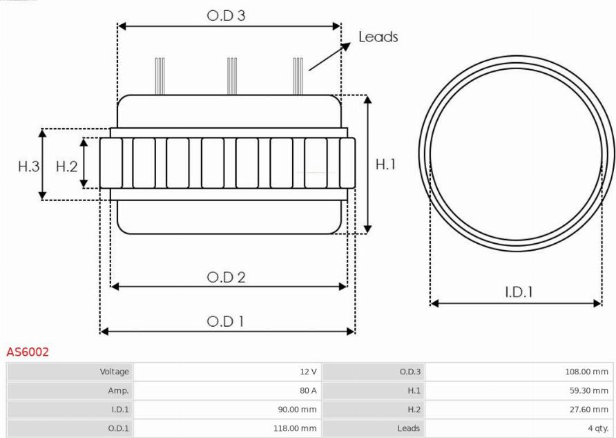 AS-PL AS6002 - Stator, alternator furqanavto.az