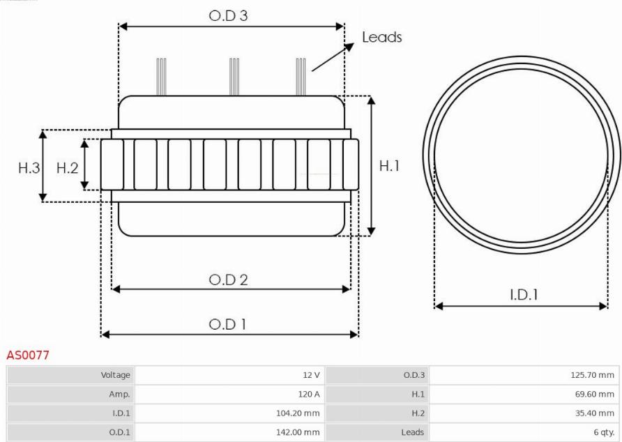 AS-PL AS0077 - Stator, alternator furqanavto.az