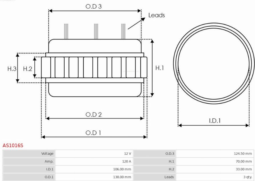 AS-PL AS1016S - Stator, alternator furqanavto.az