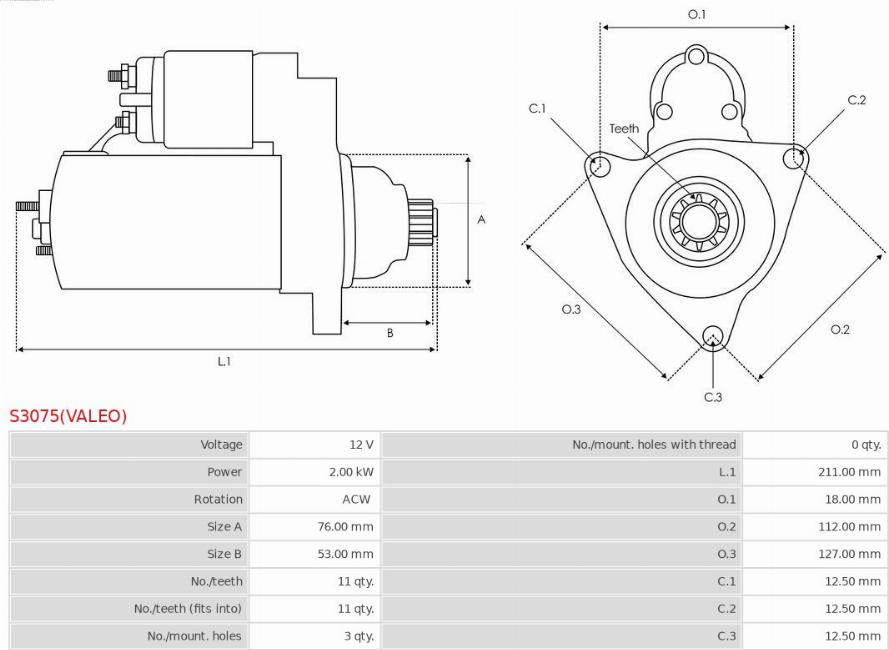 AS-PL S3075(VALEO) - Başlanğıc furqanavto.az