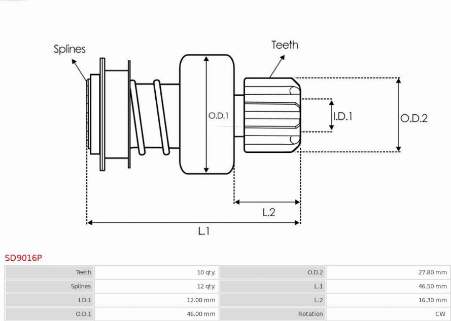 AS-PL SD9016P - Pinion, başlanğıc furqanavto.az