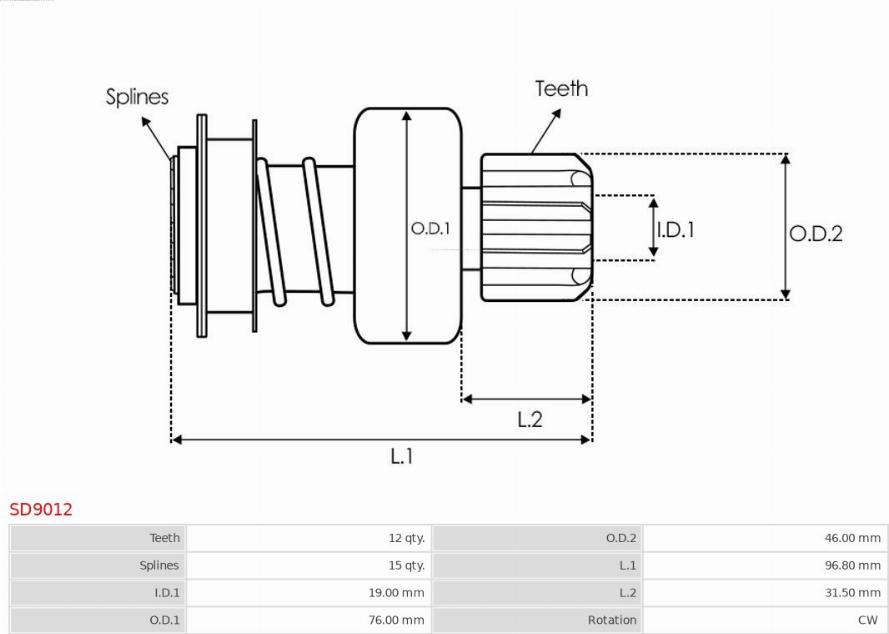 AS-PL SD9012 - Pinion, başlanğıc furqanavto.az