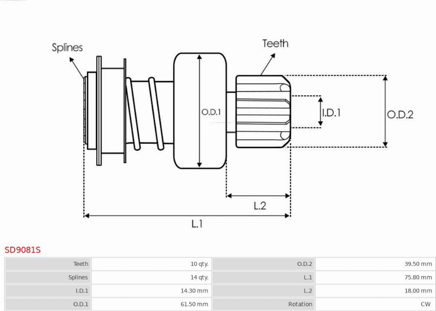 AS-PL SD9081S - Pinion, başlanğıc furqanavto.az