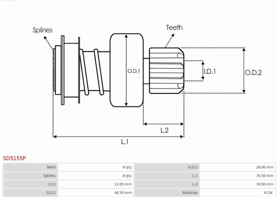 AS-PL SD5155P - Pinion, başlanğıc furqanavto.az