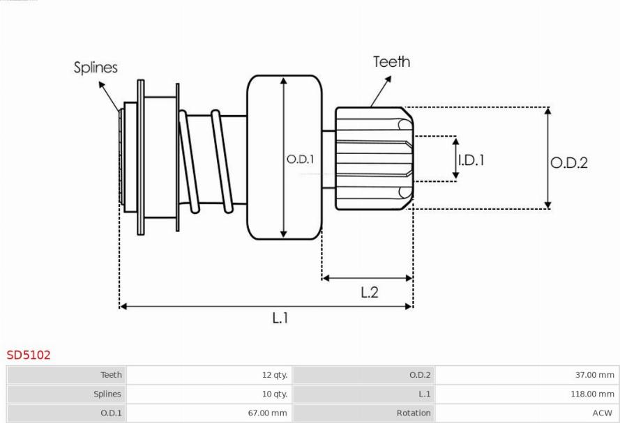 AS-PL SD5102 - Pinion, başlanğıc furqanavto.az