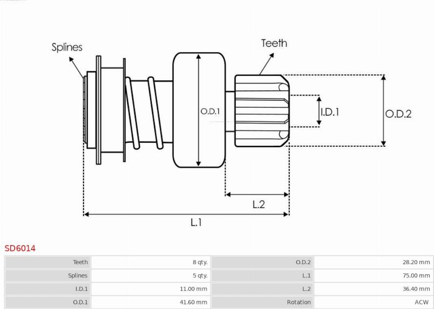 AS-PL SD6014 - Pinion, başlanğıc furqanavto.az