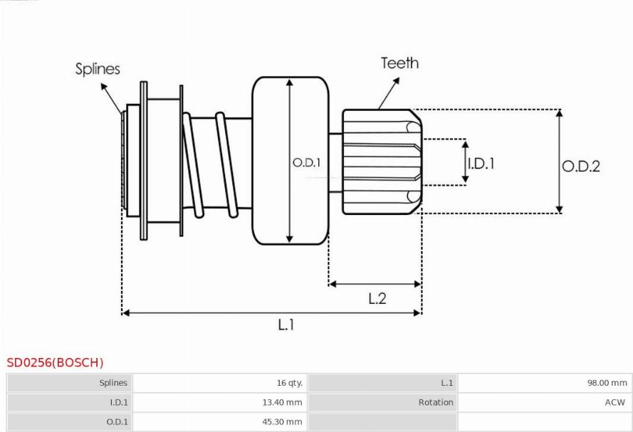 AS-PL SD0256(BOSCH) - Pinion, başlanğıc furqanavto.az