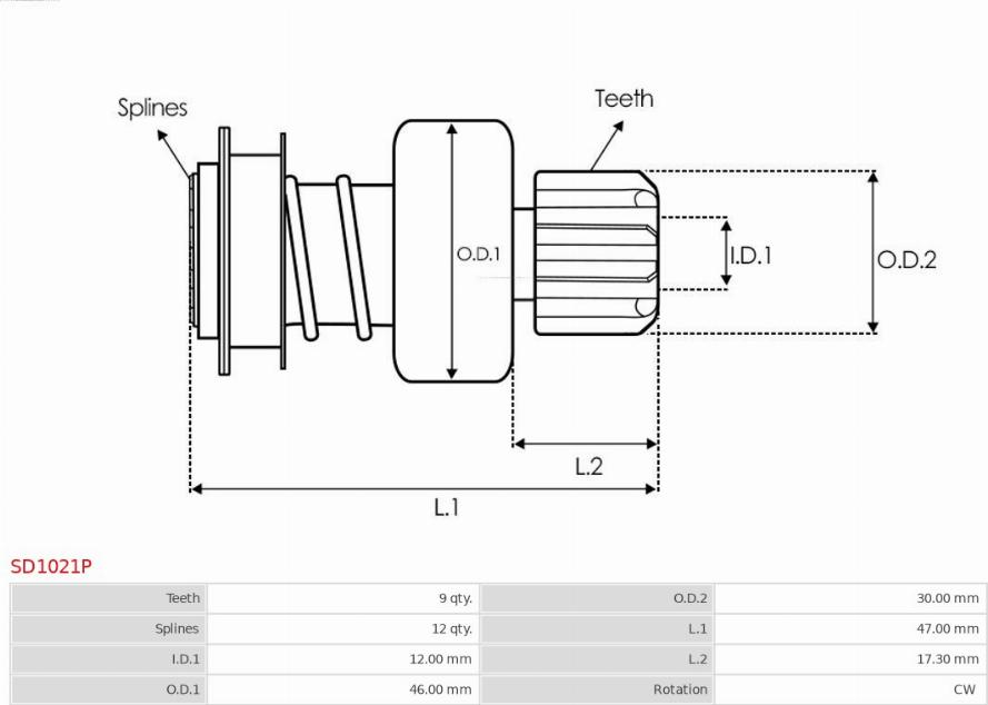 AS-PL SD1021P - Pinion, başlanğıc furqanavto.az