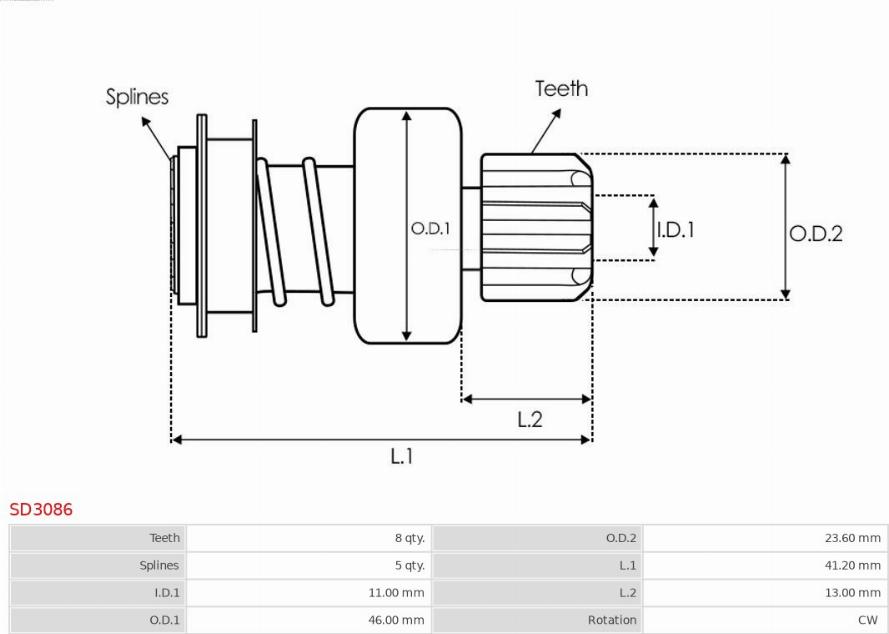 AS-PL SD3086 - Pinion, başlanğıc furqanavto.az