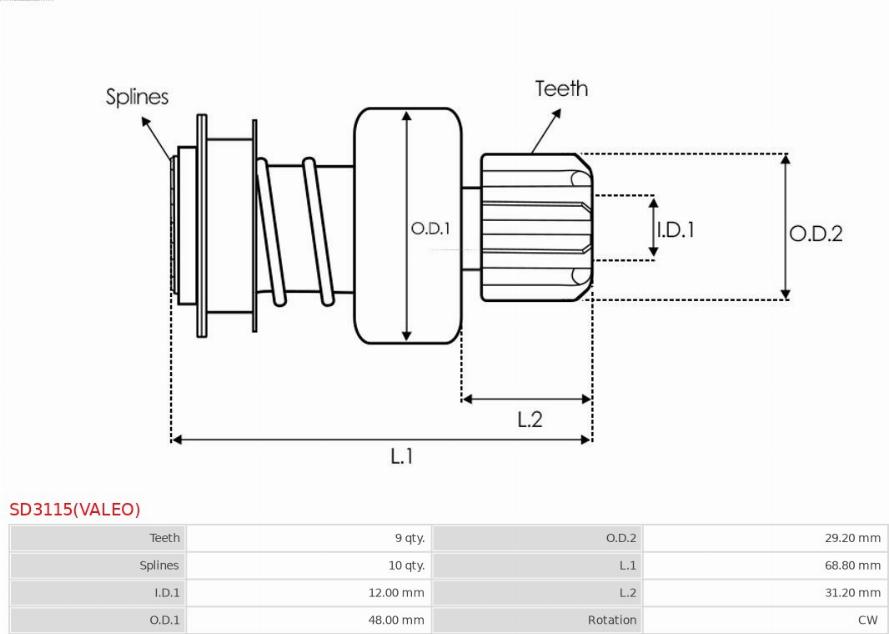 AS-PL SD3115(VALEO) - Pinion, başlanğıc furqanavto.az