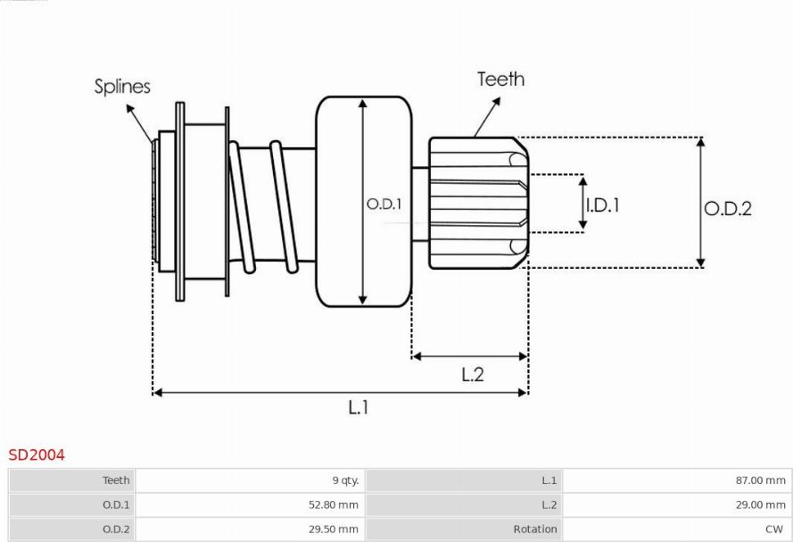 AS-PL SD2004 - Pinion, başlanğıc furqanavto.az