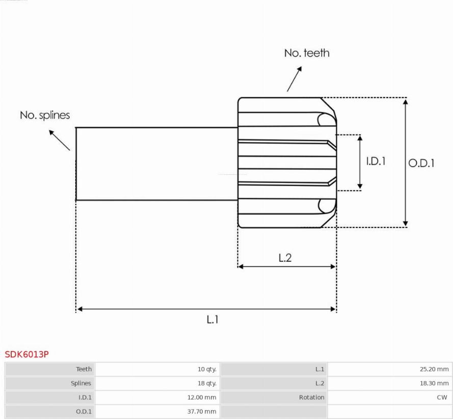 AS-PL SDK6013P - Pinion, başlanğıc furqanavto.az