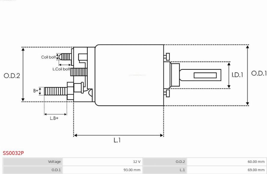 AS-PL SS0032P - Solenoid açarı, başlanğıc furqanavto.az