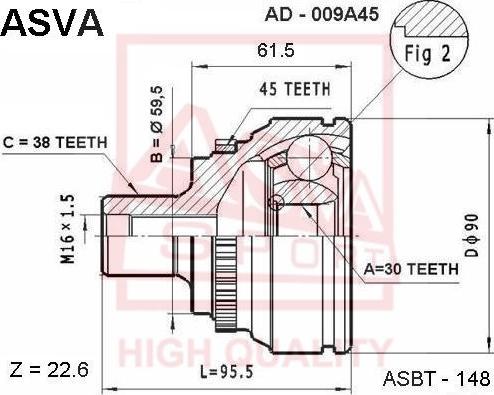 ASVA AD-009A45 - Birləşmə dəsti, ötürücü val furqanavto.az