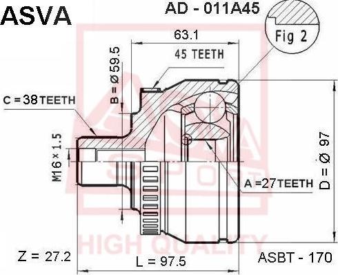 ASVA AD-011A45 - Birləşmə dəsti, ötürücü val furqanavto.az