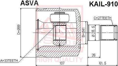 ASVA KAIL-910 - Birləşmə dəsti, ötürücü val furqanavto.az