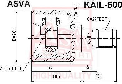 ASVA KAIL-500 - Birləşmə dəsti, ötürücü val www.furqanavto.az