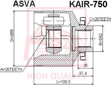 ASVA KAIR-750 - Birləşmə dəsti, ötürücü val www.furqanavto.az