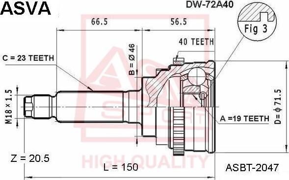 ASVA DW-72A40 - Birləşmə dəsti, ötürücü val furqanavto.az