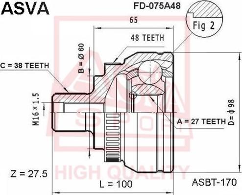 ASVA FD-075A48 - Birləşmə dəsti, ötürücü val furqanavto.az