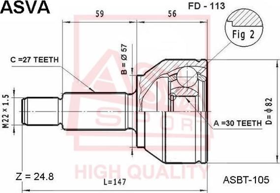 ASVA FD-113 - Birləşmə dəsti, ötürücü val furqanavto.az