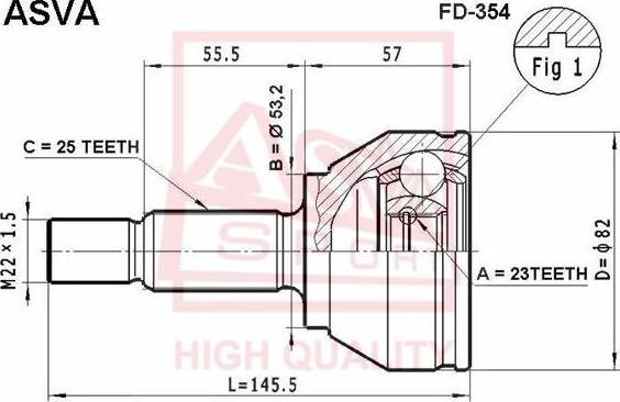 ASVA FD-354 - Birləşmə dəsti, ötürücü val furqanavto.az