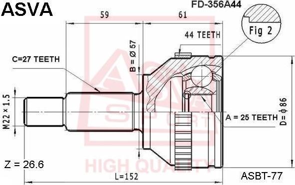 ASVA FD-356A44 - Birləşmə dəsti, ötürücü val furqanavto.az