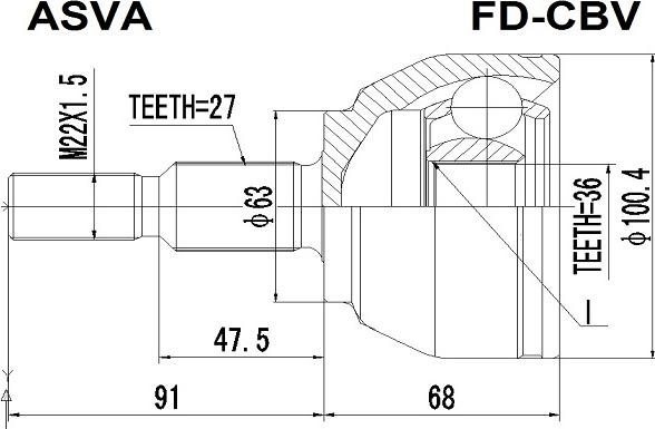 ASVA FD-CBV - Birləşmə dəsti, ötürücü val furqanavto.az