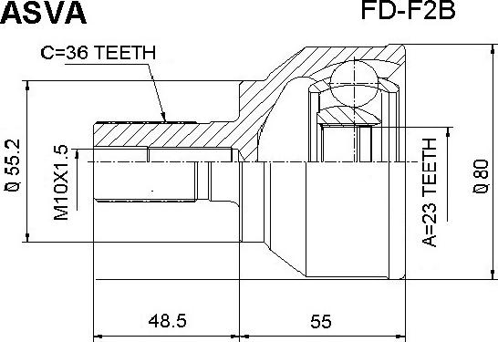 ASVA FD-F2B - Birləşmə dəsti, ötürücü val furqanavto.az