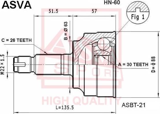 ASVA HN-60 - Birləşmə dəsti, ötürücü val furqanavto.az