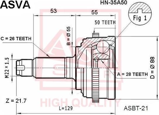 ASVA HN-35A50 - Birləşmə dəsti, ötürücü val furqanavto.az