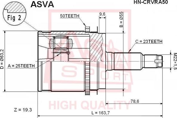 ASVA HN-CRVRA50 - Birləşmə dəsti, ötürücü val furqanavto.az