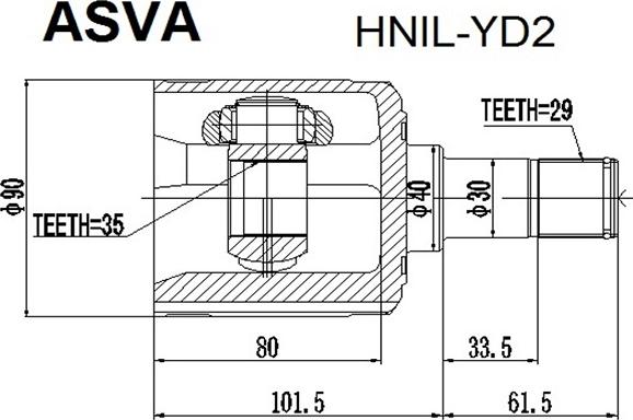 ASVA HNIL-YD2 - Birləşmə dəsti, ötürücü val furqanavto.az