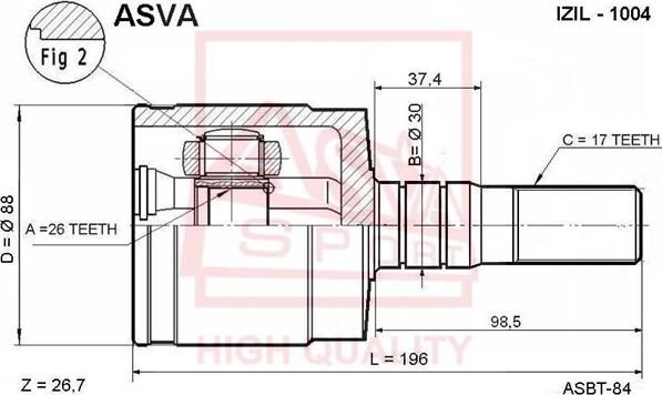 ASVA ISIL-1004 - Birləşmə dəsti, ötürücü val furqanavto.az