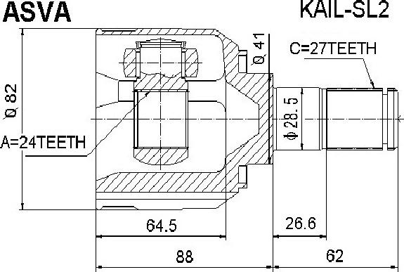 ASVA KAIL-SL2 - Birləşmə dəsti, ötürücü val furqanavto.az