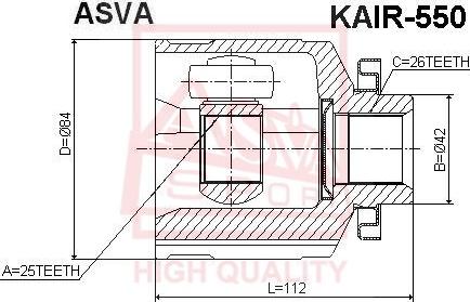 ASVA KAIR-550 - Birləşmə dəsti, ötürücü val www.furqanavto.az