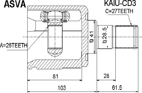 ASVA KAIU-CD3 - Birləşmə dəsti, ötürücü val furqanavto.az