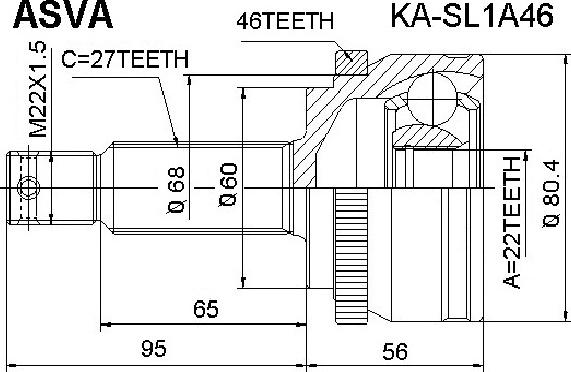 ASVA KA-SL1A46 - Birləşmə dəsti, ötürücü val furqanavto.az