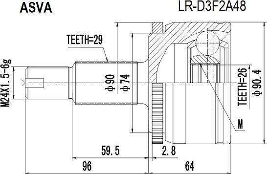 ASVA LR-D3F2A48 - Birləşmə dəsti, ötürücü val furqanavto.az