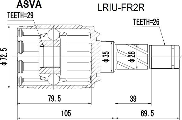 ASVA LRIU-FR2R - Birləşmə dəsti, ötürücü val furqanavto.az