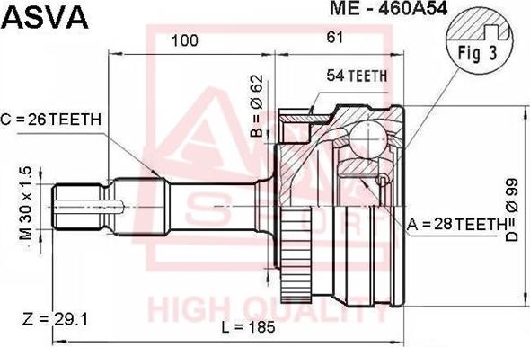 ASVA ME-460A54 - Birləşmə dəsti, ötürücü val furqanavto.az