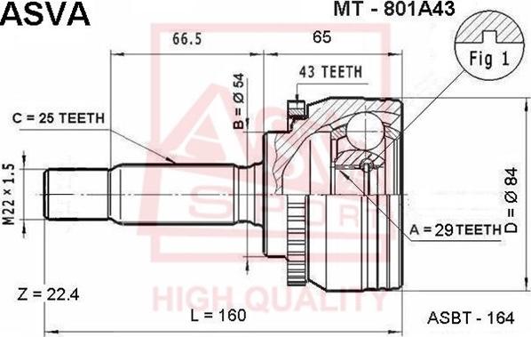 ASVA MT-801A43 - Birləşmə dəsti, ötürücü val furqanavto.az