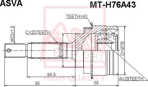 ASVA MT-H76A43 - Birləşmə dəsti, ötürücü val furqanavto.az