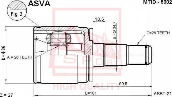 ASVA MTID-5002 - Birləşmə dəsti, ötürücü val furqanavto.az