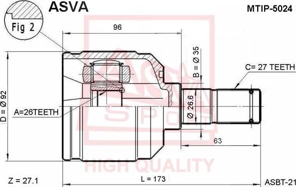 ASVA MTIP-5024 - Birləşmə dəsti, ötürücü val furqanavto.az