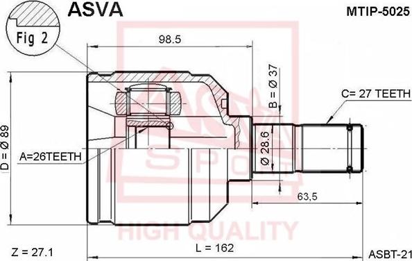 ASVA MTIP-5025 - Birləşmə dəsti, ötürücü val furqanavto.az