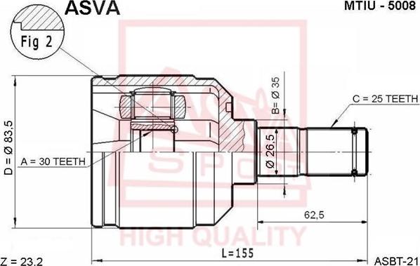 ASVA MTIU-5008 - Birləşmə dəsti, ötürücü val furqanavto.az