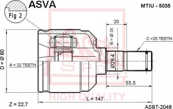 ASVA MTIU-5035 - Birləşmə dəsti, ötürücü val furqanavto.az