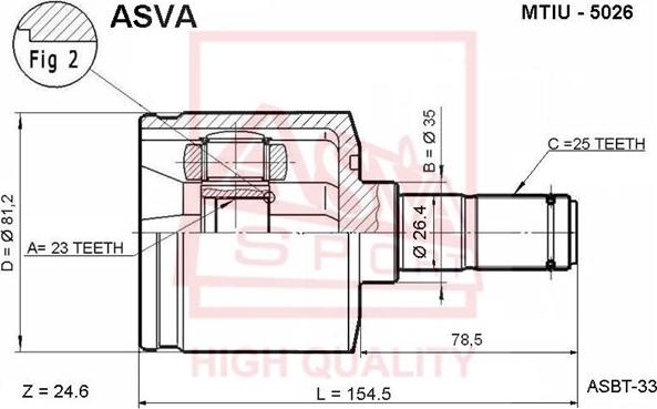 ASVA MTIU-5026 - Birləşmə dəsti, ötürücü val furqanavto.az