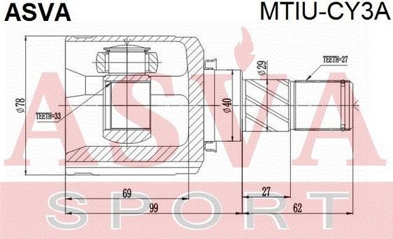 ASVA MTIU-CY3A - Birləşmə dəsti, ötürücü val furqanavto.az